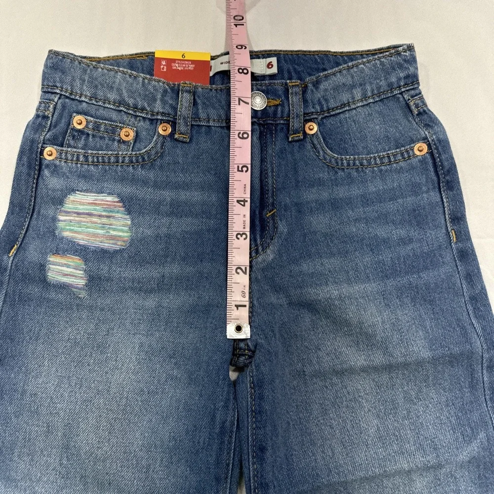 Lot of 2 Levi Girl's Wide Leg Pants Stretch Adjustable Waist Jeans Size 6 NWT
